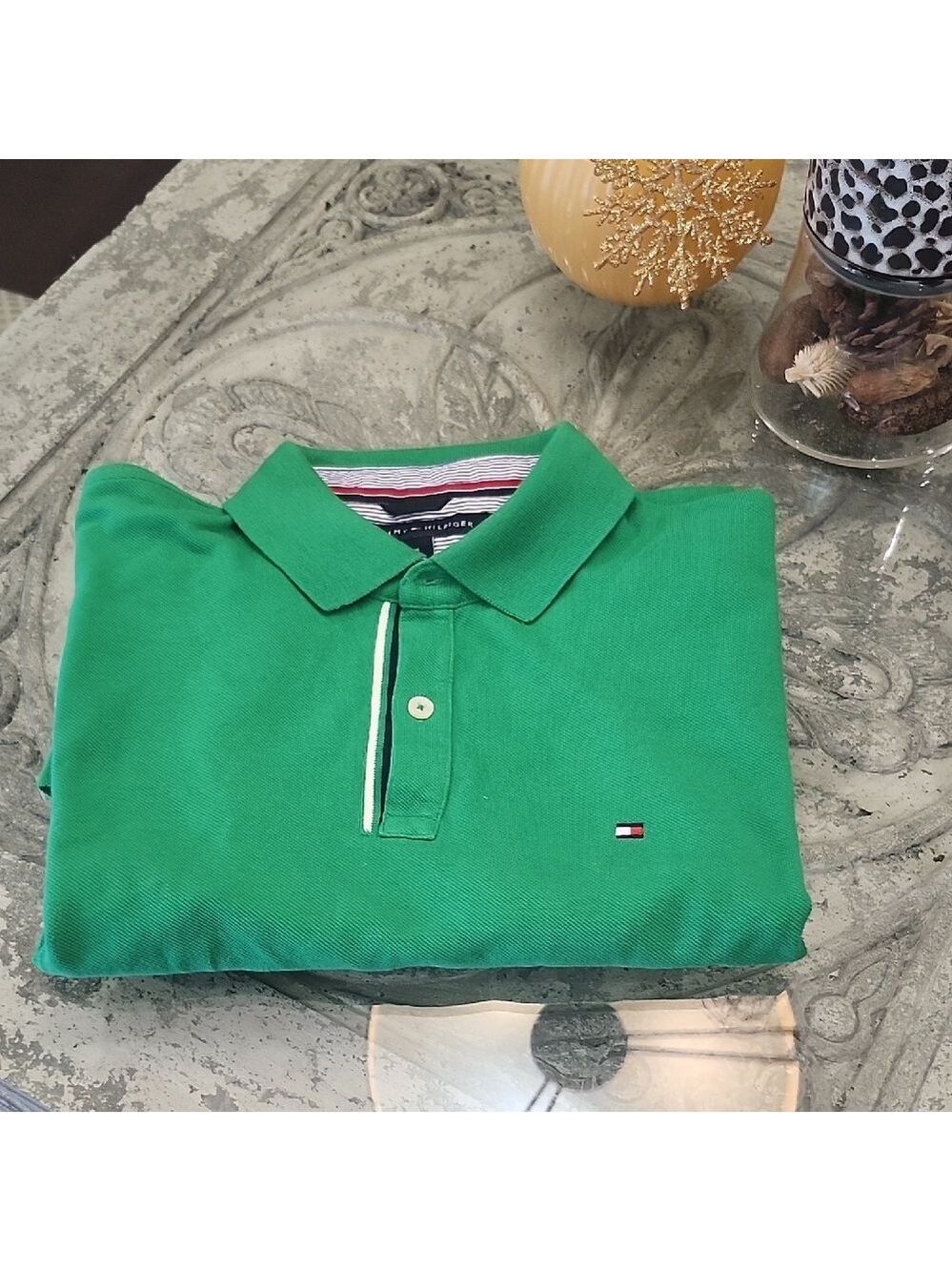 Tommy Hilfiger Men's Green Polo Golf Shirt New 100% Cotton Medium New No Tags